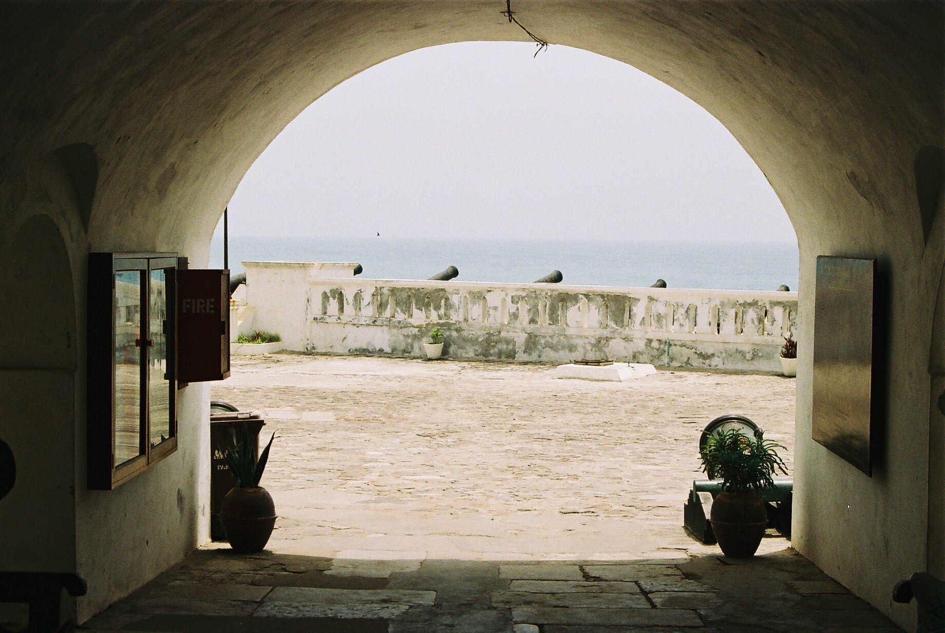 View from entrance to Cape coast Castle court, thats what slave could see